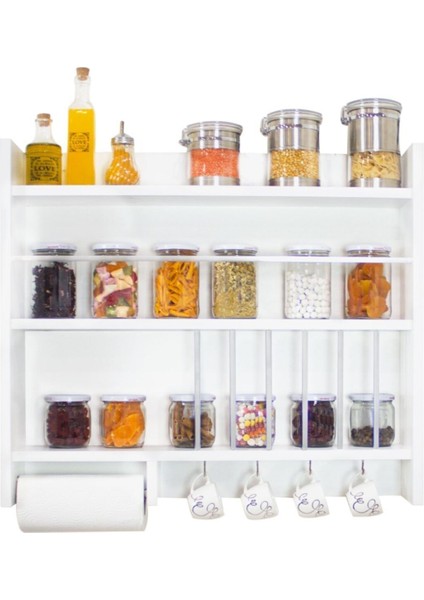 Beyaz Ahşap Mutfak Rafı, Şık ve Kullanışlı Modern Tasarım fiyatları