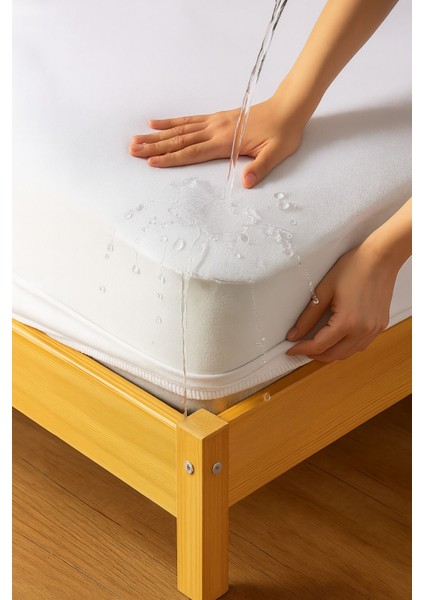 Yatak Koruyucu Micro Kumaş Fitted Full Kenar Sıvı Geçirmez Beyaz