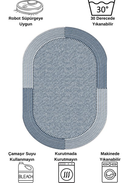 Gri-Lacivert Jüt Sisal Görünüm Kaymaz Taban Halı