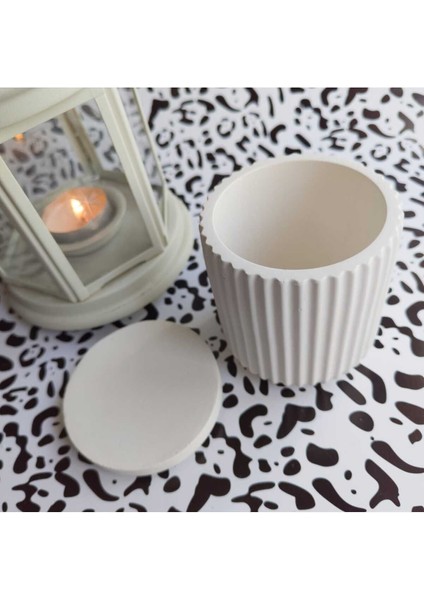 Kapaklı Çok Amaçlı Beton Dekoratif Mumluk, Saksı ve Takı Kutusu (Beyaz) fiyatları