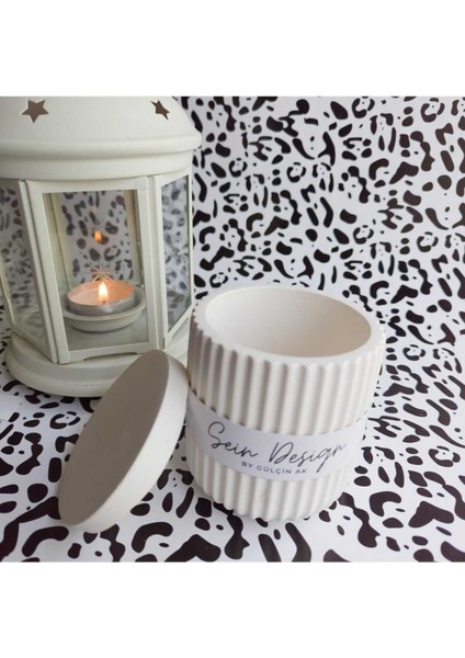 Kapaklı Çok Amaçlı Beton Dekoratif Mumluk, Saksı ve Takı Kutusu (Beyaz) modelleri