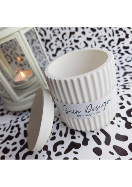 Kapaklı Çok Amaçlı Beton Dekoratif Mumluk, Saksı ve Takı Kutusu (Beyaz) fırsatları