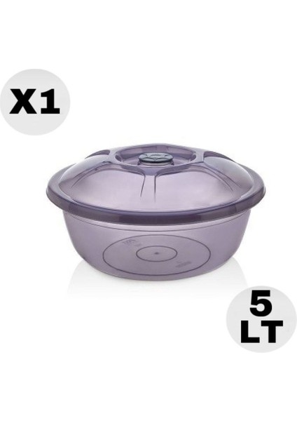 Mor Renkli 5 Lt Kapaklı Hamur Leğeni, Şık ve Kullanışlı Mutfak Ürünü