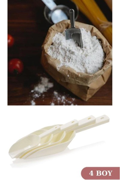 4'lü Çok Renkli Erzak Ölçü Kaşığı Seti, 4 Boy (60-240ML)