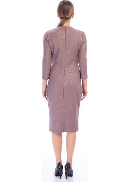 Kadın Kahve Kabartmalı Deri Detaylı Elbise 17L5159 fiyatları
