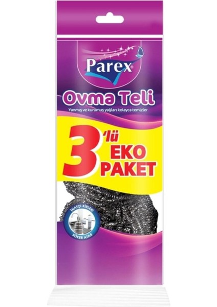 Çok Renkli Ovma Teli Seti, Ekonomik ve Çevre Dostu Paketli 3'lü