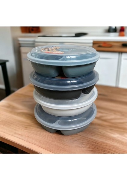 3 Bölmeli Kapaklı Mikrodalga Saklama Kabı, Gri, 21X21X5 Cm, Pratik ve Şık Tasarım indirimleri