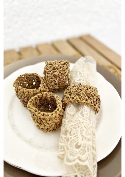 Bej Renkli 4'lü Peçete Halkası, Şık ve Kullanışlı Masa Aksesuarı modelleri