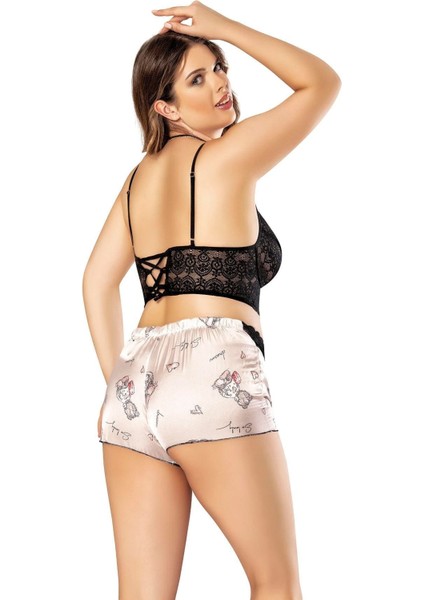 Büyük Beden Saten Büstiyerli Şortlu Pijama Takım fiyatları