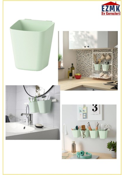 Yeşil Saksı Tarzı Kaşıklık, 2'li Set, Şık ve Pratik.