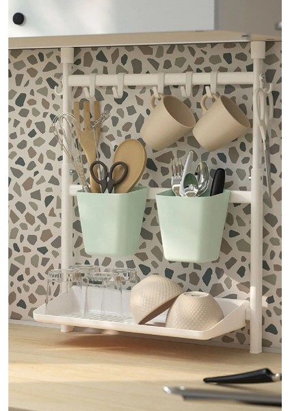 Yeşil Saksı Tarzı Kaşıklık, 2'li Set, Şık ve Pratik.