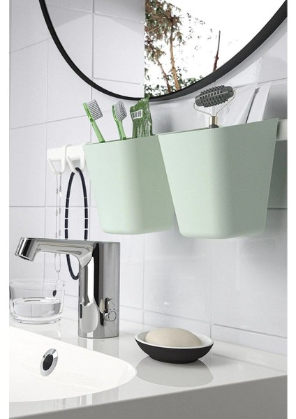 Yeşil Saksı Tarzı Kaşıklık, 2'li Set, Şık ve Pratik.