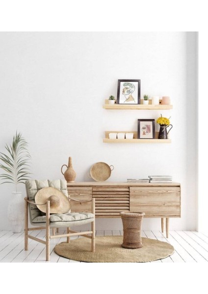 Doğal Ahşap Çam 2'li Rustik Dekoratif Duvar Rafı, Şık ve Kullanışlı Ev Dekoru.