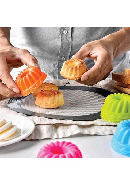 Turuncu 6'lı Silikon Mini Muffin ve Kek Kalıbı Seti