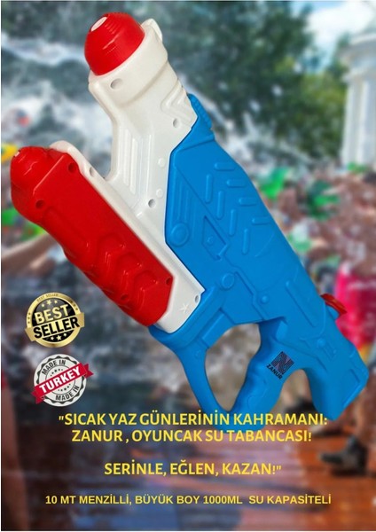 Mavi 1l Su Tabancası, Eğlenceli Çocuk Oyuncağı, Pompalı, Hafif ve Dayanıklı fiyatları