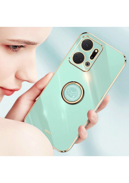 Xınlı For Honor X7A 5g Yüzük Tutucu Kickstand Yumuşak Tpu Kılıf Elektrokaplama Koruyucu Telefon Kılıfı-Siyah (Yurt Dışından) modelleri