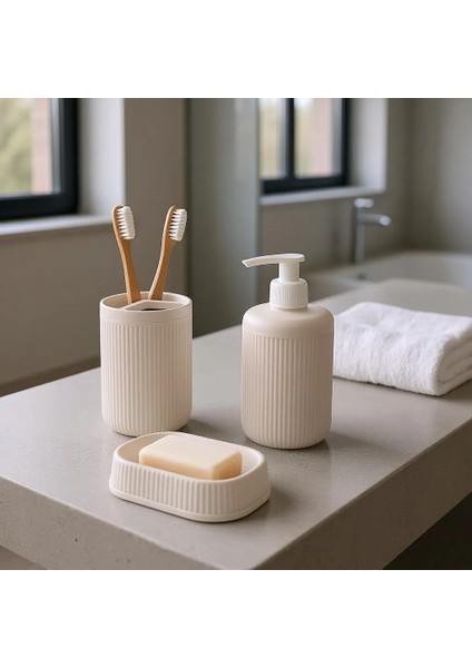 3lü Banyo Seti Krem modelleri