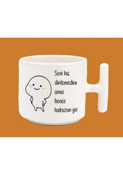 Espiri Dolu T Kulplu Beyaz Latte Kupa Bardak, Keyifli Kahve Molaları Için Ideal