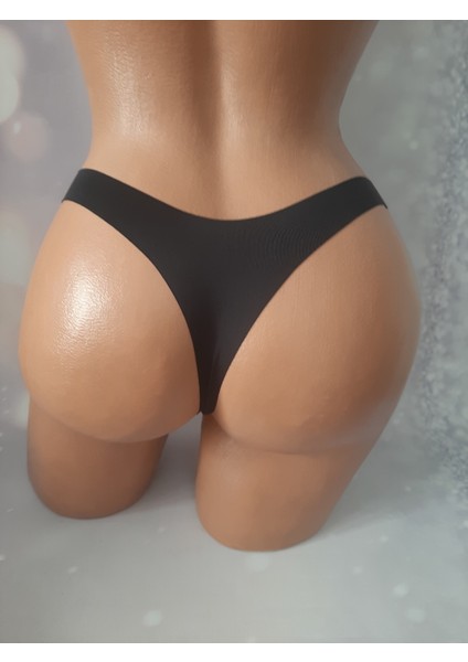 Siyah Vizon Ten 3'lü Lazer Kesim Tanga Kadın Külot