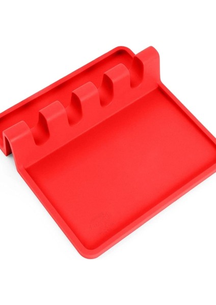 Kırmızı Silikon Mutfak Seti, Spatula, Kaşıklık, Çatallık ve Düzenleyici