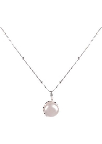 XL2534 Gümüş Tek Inci Kolye (Yurt Dışından)