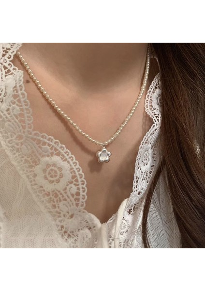 XL3650 Gümüş Çiçek Inci Kolye (Yurt Dışından) fiyatları