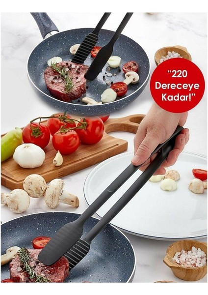 Silikon Barbekü Maşası, 220°C Dayanıklı, Kaymaz, Kullanışlı ve Şık Siyah Renk fiyatları