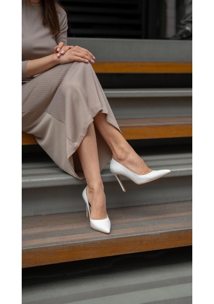 Ping Beyaz Deri Stiletto modelleri