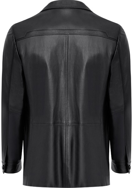 Kevin Erkek Siyah Blazer Deri Ceket