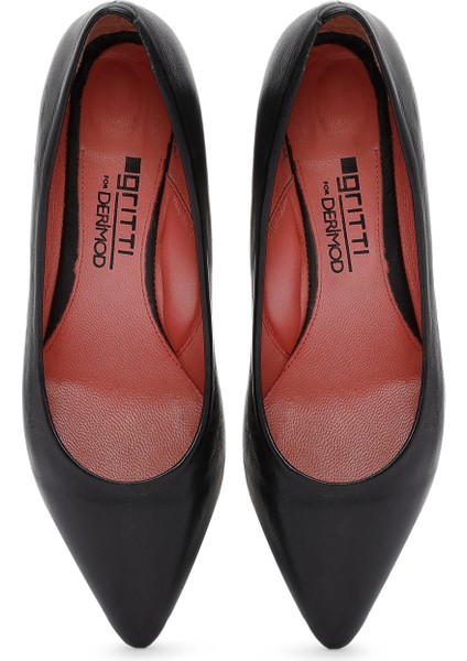 Gritti Kadın Siyah Kalın Topuklu Deri Ayakkabı 20WFD170218