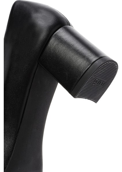 Gritti Kadın Siyah Kalın Topuklu Deri Ayakkabı 20WFD170218