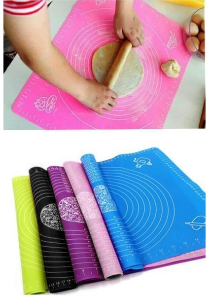 Ölçekli Silikon Hamur Açma Matı 50X40CM, Esnek ve Dayanıklı Altlık indirimleri