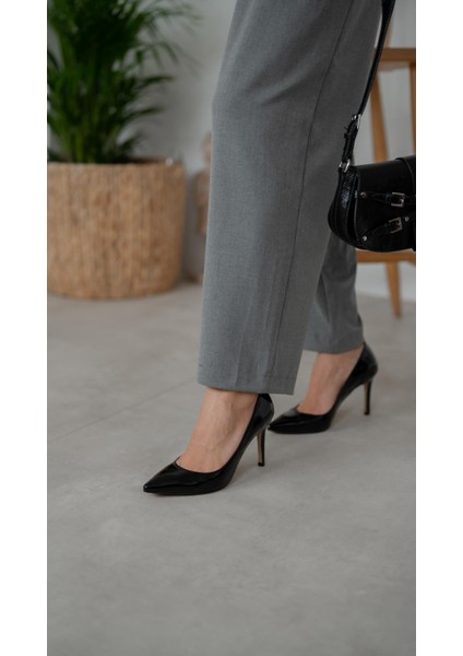 Pael Siyah Rugan Stiletto