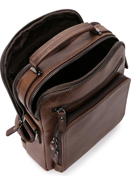 Erkek Kahverengi Deri Çapraz Çanta 22WBD350318