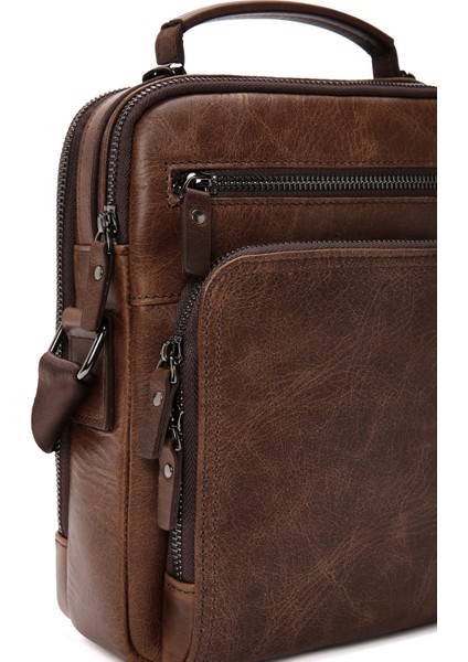 Erkek Kahverengi Deri Çapraz Çanta 22WBD350318