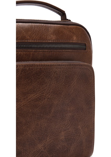 Erkek Kahverengi Deri Çapraz Çanta 22WBD350318