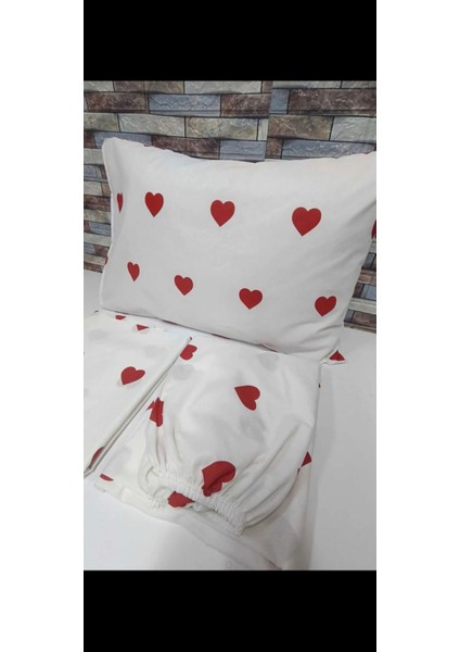 Pamuklu Ranforce Kumaş Çift Kişilik Kalpli Desen Nevresim Tam Takım modelleri