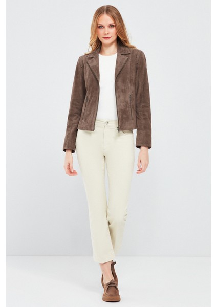 Lara Kadın Vizon Süet Deri Ceket
