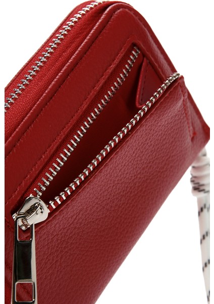 Kadın Kırmızı Kartlık Şık Tasarım Fermuarlı Model Minimalist Stil