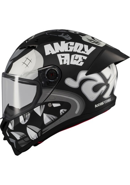 Axxıs Motosiklet Kaskı Fenıx Angry Face B2 Black Grey Matt