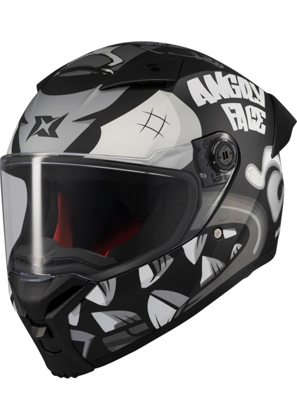 Axxıs Motosiklet Kaskı Fenıx Angry Face B2 Black Grey Matt fiyatları