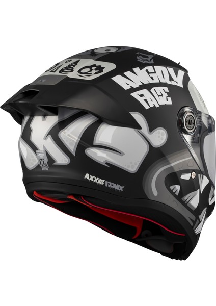 Axxıs Motosiklet Kaskı Fenıx Angry Face B2 Black Grey Matt fırsatları