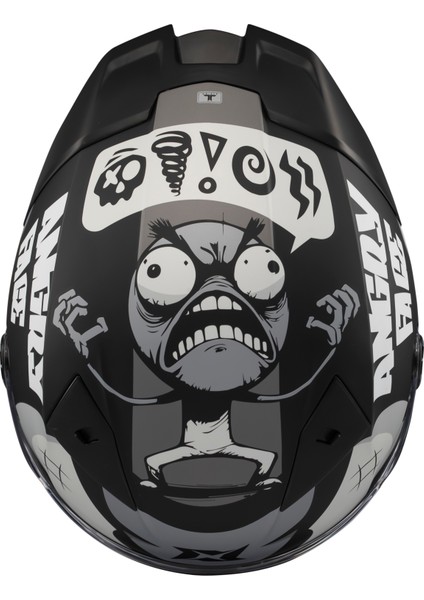 Axxıs Motosiklet Kaskı Fenıx Angry Face B2 Black Grey Matt