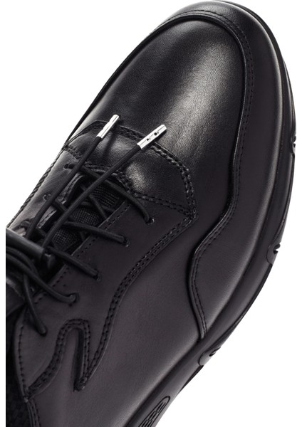 Erkek Siyah Bağcıklı Deri Sneaker 24SFD670118