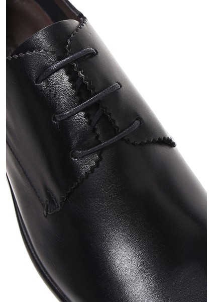 Black Erkek Siyah Bağcıklı Deri Klasik Ayakkabı 24SFD601018