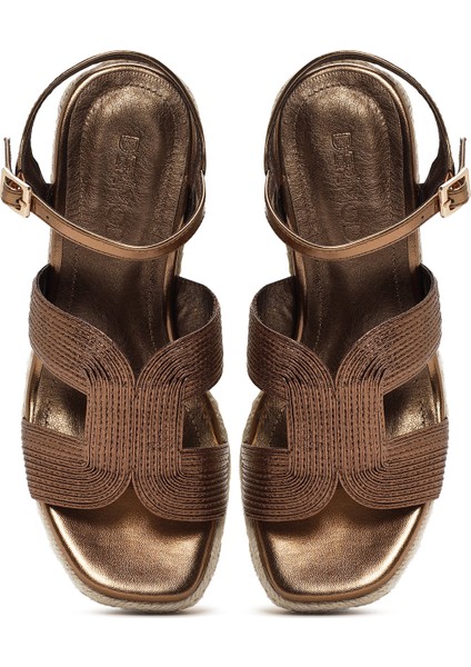 Kadın Bronz Bilekten Bantlı Dolgu Topuklu Espadril 24SFE452232
