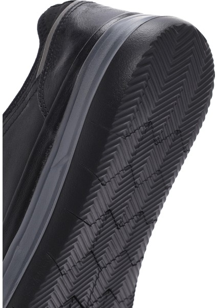 Erkek Siyah Bağcıklı Deri Sneaker