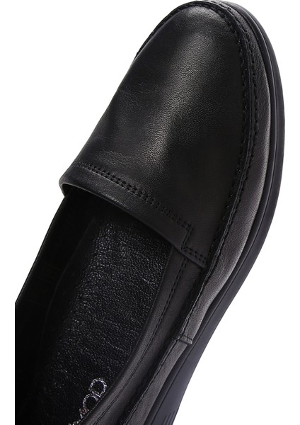 Kadın Siyah Deri Comfort Loafer