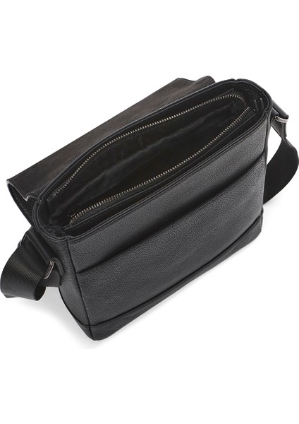 Erkek Siyah Deri Çapraz Çanta 23WBD3202CR