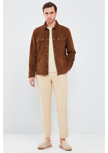 Gavi Erkek Kahverengi Süet Deri Mont